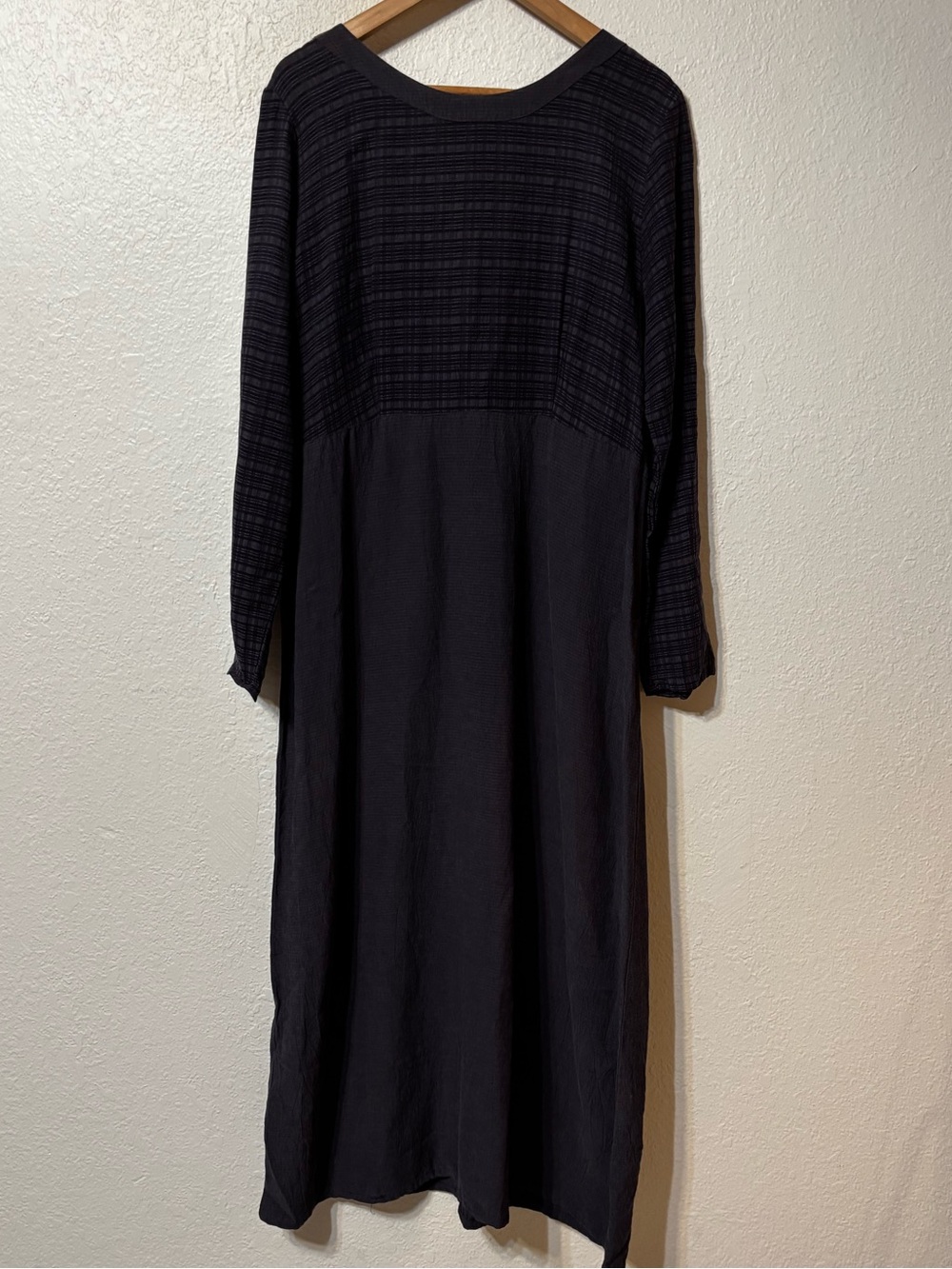 Cut Loose Lagenlook Bemberg & Cotton Long Sleeve Midi Dress Large